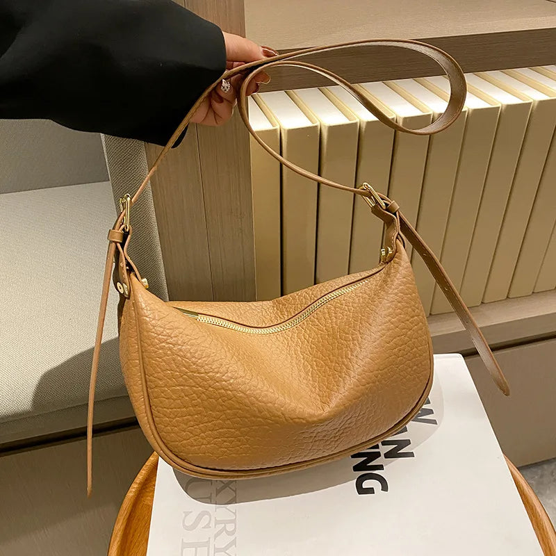 Camel Leather Crossbody Bag