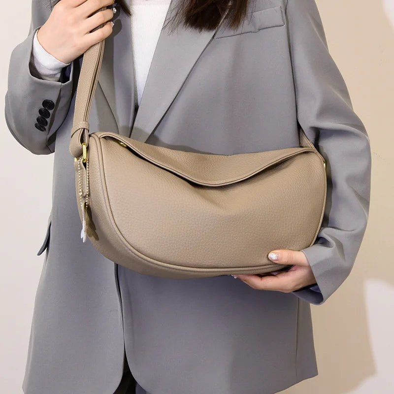 Madeleine | Crescent leather Crossbody Bag