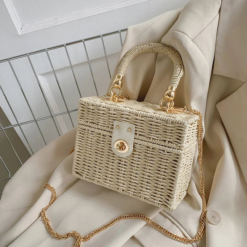 Vintage Straw Crossbody Bag