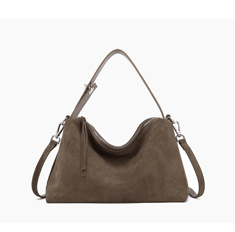Suede Crescent Crossbody Bag